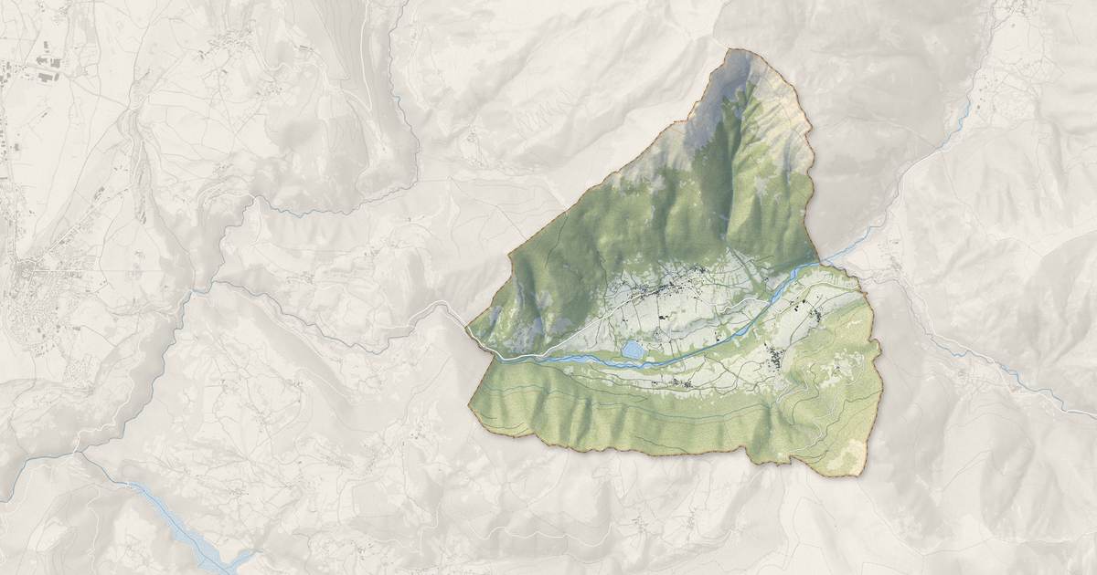 Portrait cartographique de Valbonnais : relief, eau, forêts, bâti et voies, calculés à partir des données de l'IGN