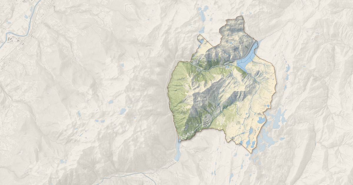 Portrait cartographique de Vaujany : relief, eau, forêts, bâti et voies, calculés à partir des données de l'IGN