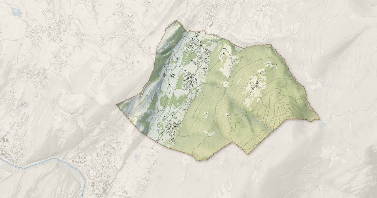Portrait cartographique de Vaulnaveys-le-Bas : relief, eau, forêts, bâti et voies, calculés à partir des données de l'IGN