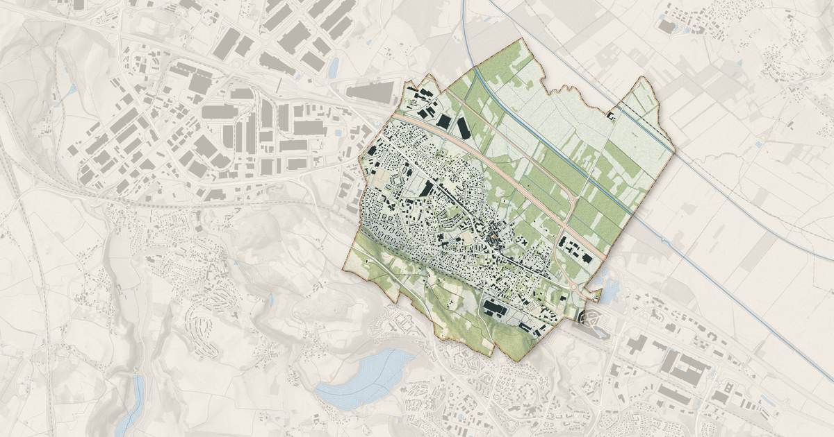 Portrait cartographique de La Verpillière : relief, eau, forêts, bâti et voies, calculés à partir des données de l'IGN