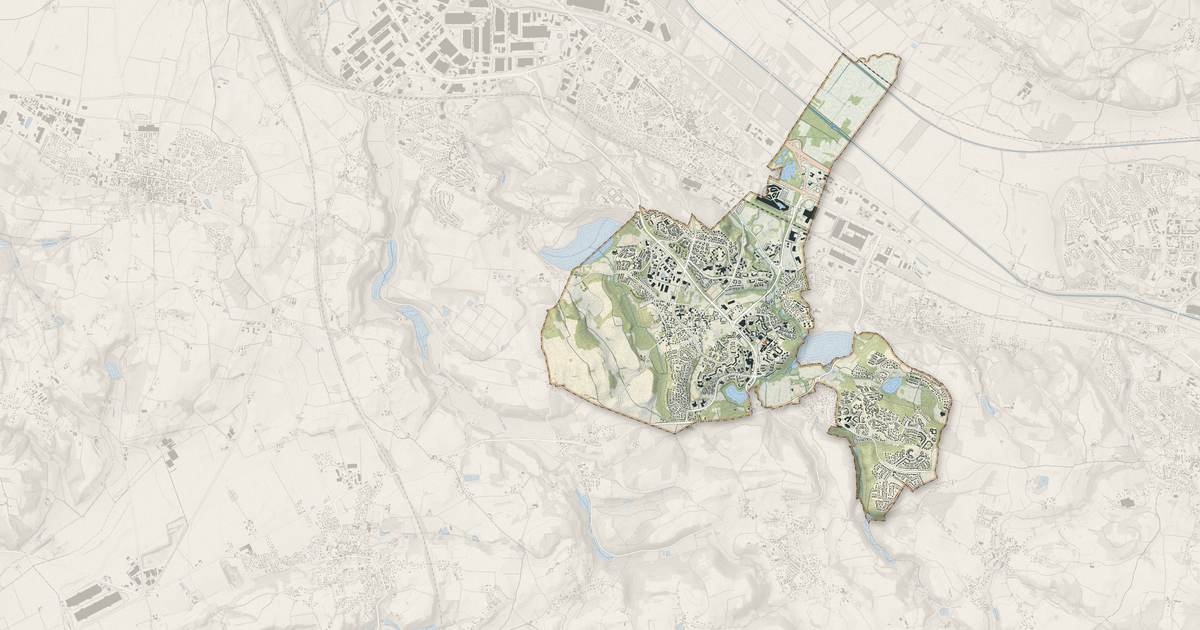 Portrait cartographique de Villefontaine : relief, eau, forêts, bâti et voies, calculés à partir des données de l'IGN