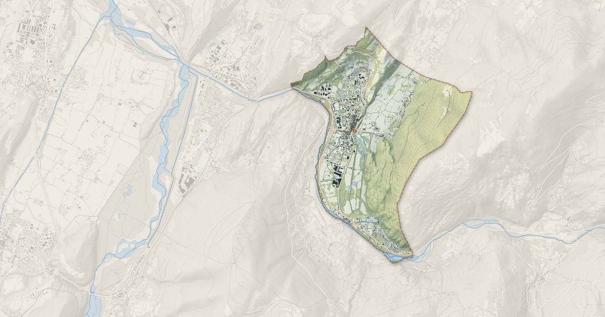 Portrait cartographique de Vizille : relief, eau, forêts, bâti et voies, calculés à partir des données de l'IGN