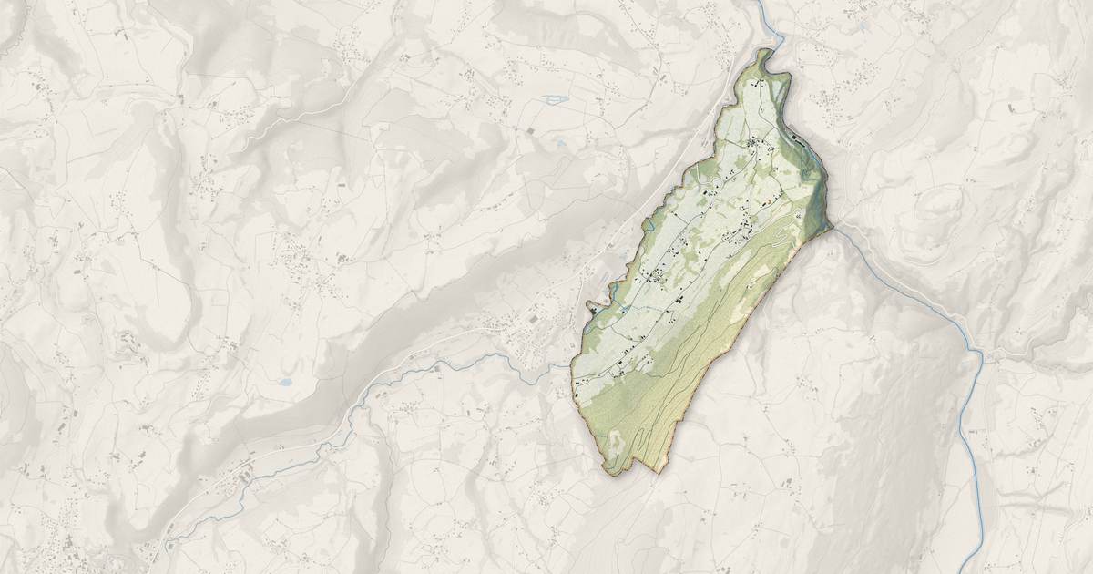 Portrait cartographique de Voissant : relief, eau, forêts, bâti et voies, calculés à partir des données de l'IGN