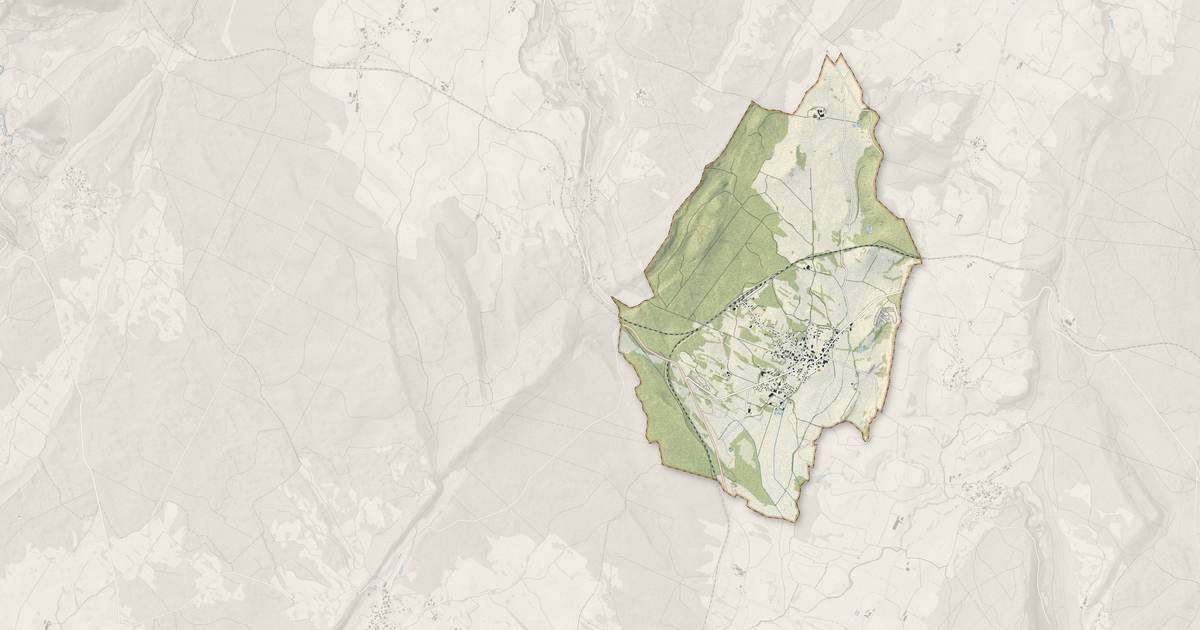 Portrait cartographique de Andelot-en-Montagne : relief, eau, forêts, bâti et voies, calculés à partir des données de l'IGN