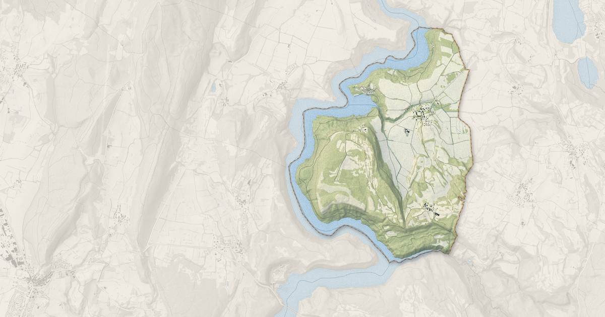 Portrait cartographique de Barésia-sur-l'Ain : relief, eau, forêts, bâti et voies, calculés à partir des données de l'IGN