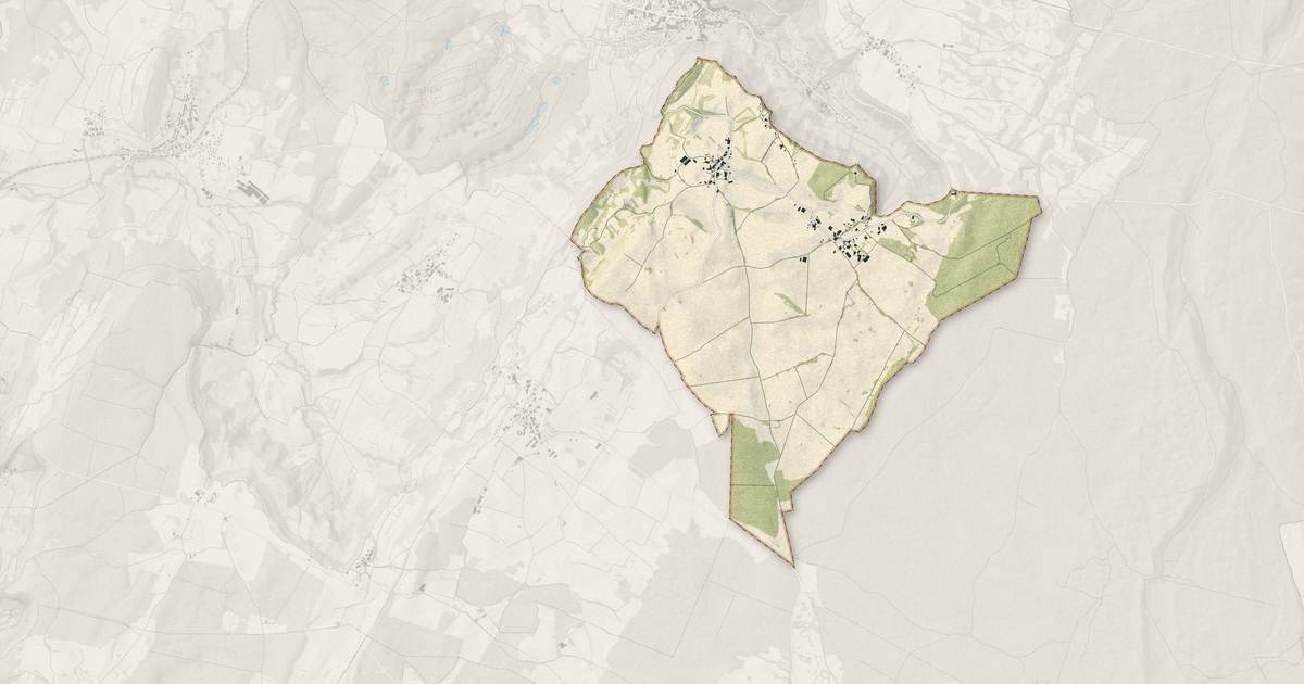 Portrait cartographique de Barretaine : relief, eau, forêts, bâti et voies, calculés à partir des données de l'IGN