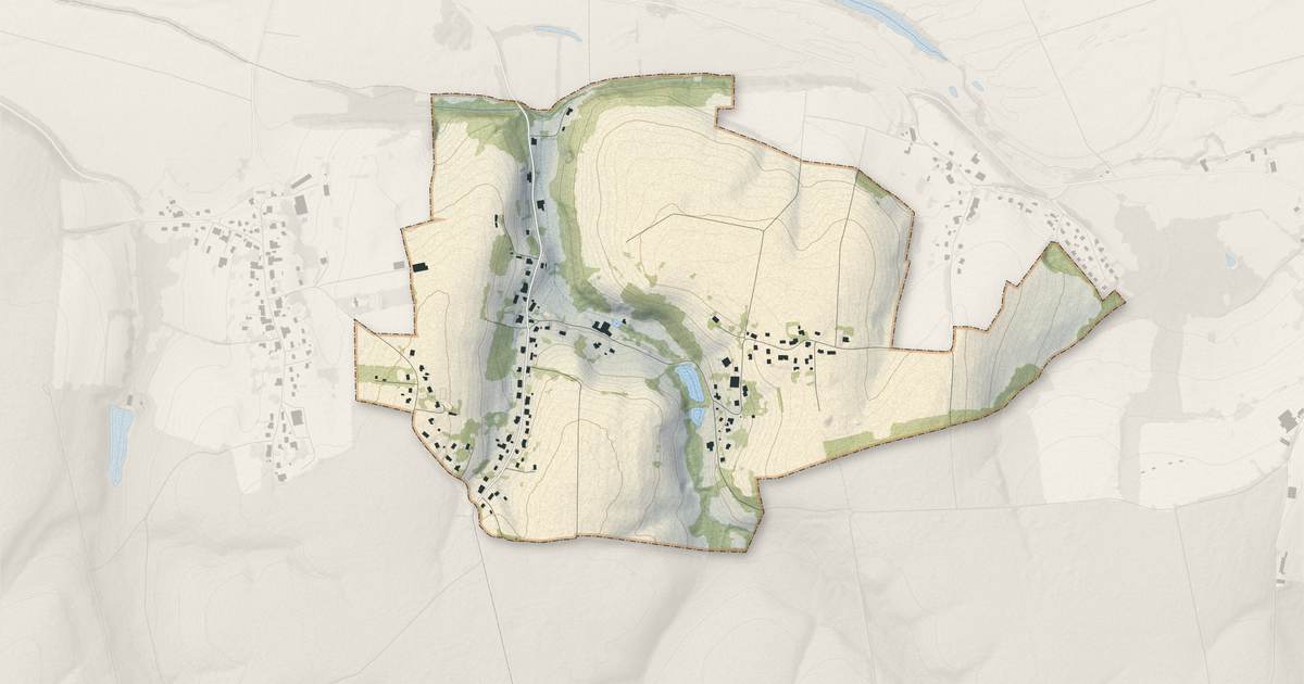 Portrait cartographique de La Bretenière : relief, eau, forêts, bâti et voies, calculés à partir des données de l'IGN