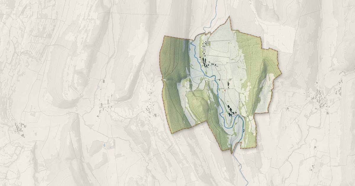 Portrait cartographique de Broissia : relief, eau, forêts, bâti et voies, calculés à partir des données de l'IGN