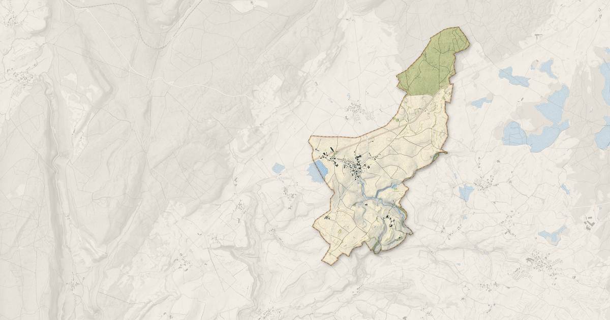 Portrait cartographique de Censeau : relief, eau, forêts, bâti et voies, calculés à partir des données de l'IGN