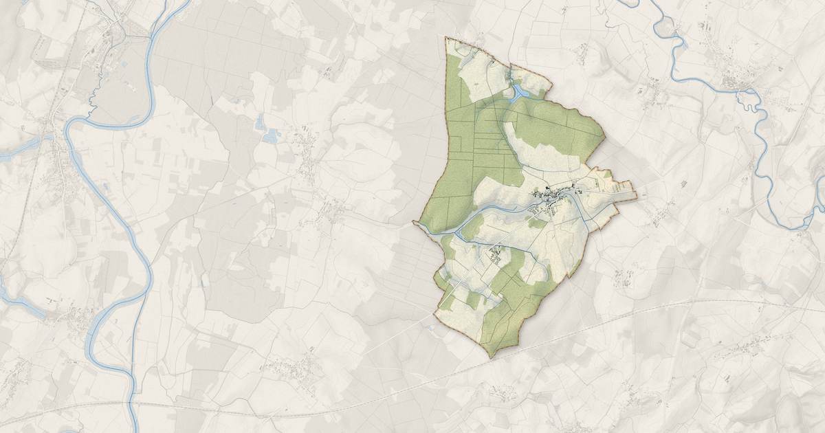 Portrait cartographique de Champagney : relief, eau, forêts, bâti et voies, calculés à partir des données de l'IGN