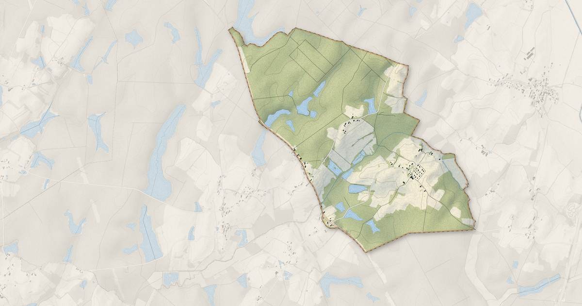 Portrait cartographique de Le Chateley : relief, eau, forêts, bâti et voies, calculés à partir des données de l'IGN