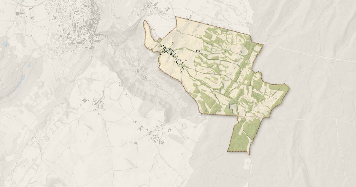 Portrait cartographique de Chaussenans : relief, eau, forêts, bâti et voies, calculés à partir des données de l'IGN
