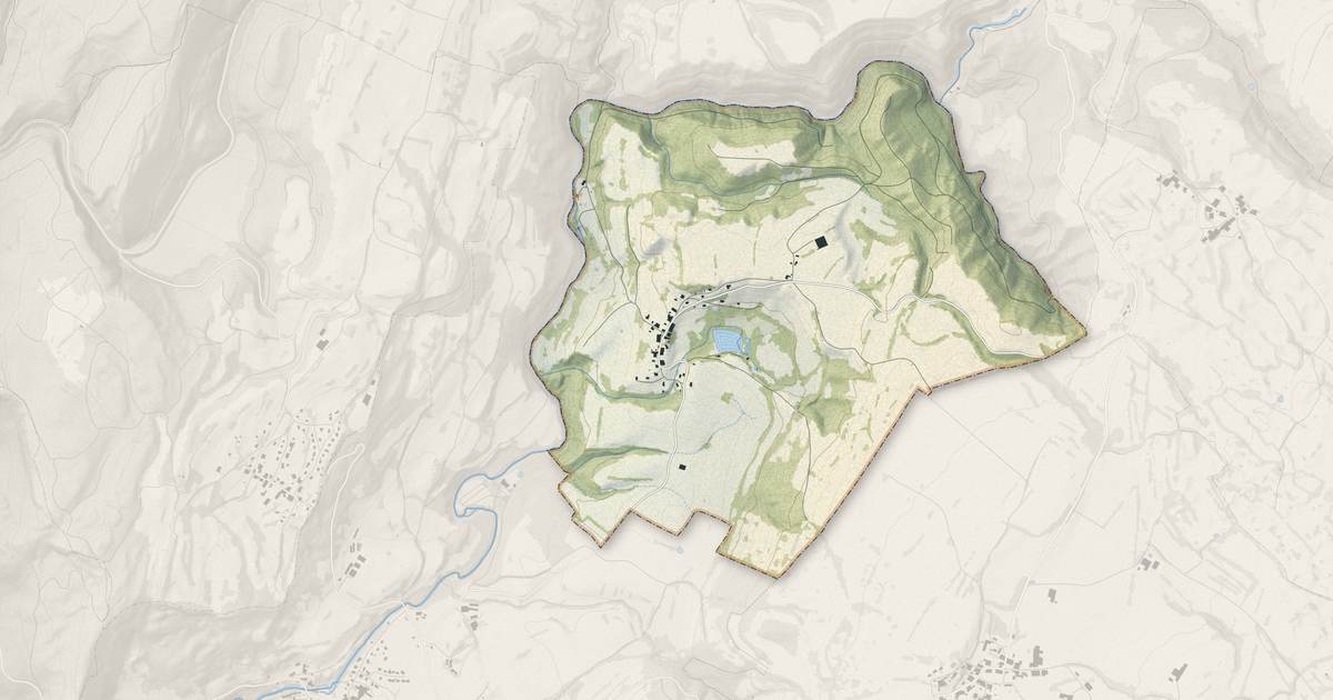 Portrait cartographique de Conte : relief, eau, forêts, bâti et voies, calculés à partir des données de l'IGN