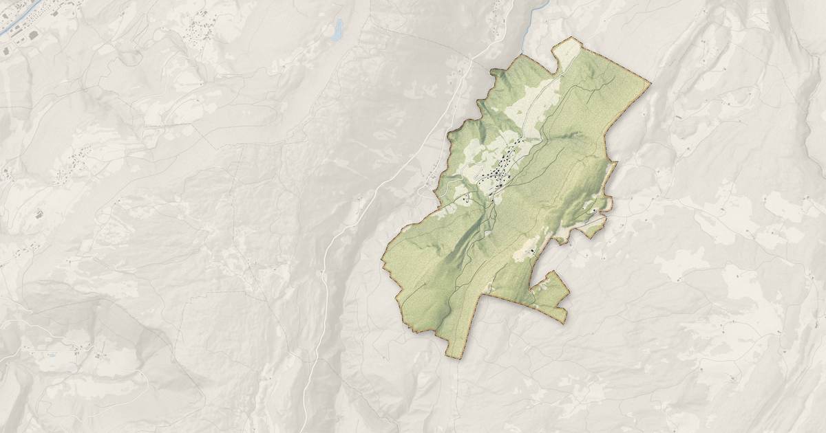 Portrait cartographique de Coyrière : relief, eau, forêts, bâti et voies, calculés à partir des données de l'IGN