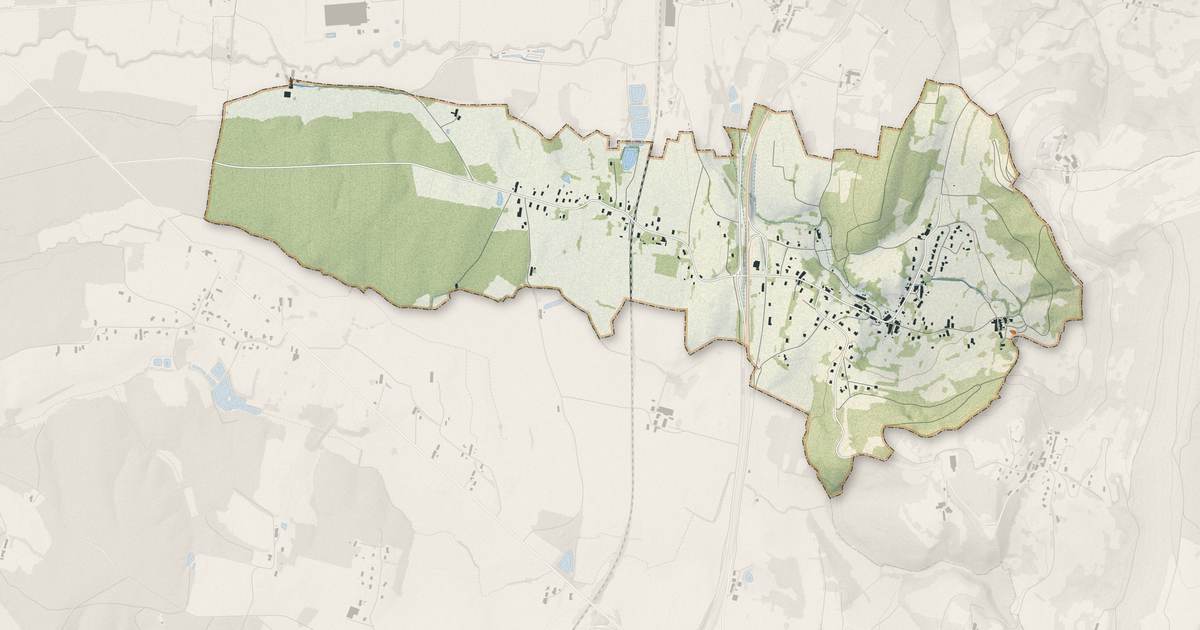 Portrait cartographique de Digna : relief, eau, forêts, bâti et voies, calculés à partir des données de l'IGN