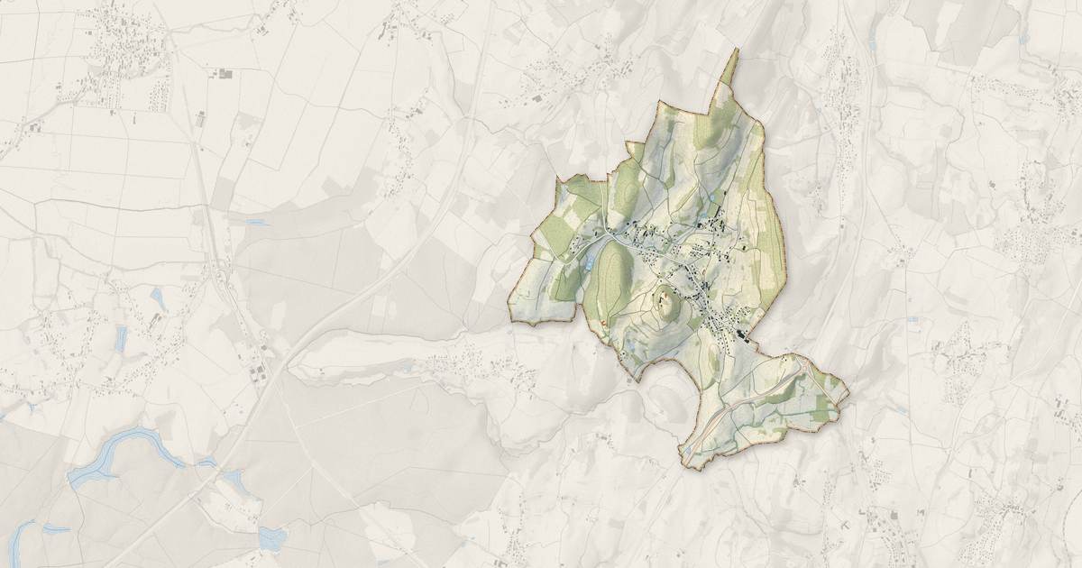 Portrait cartographique de L'Étoile : relief, eau, forêts, bâti et voies, calculés à partir des données de l'IGN