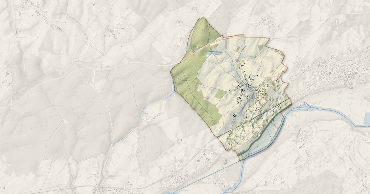 Portrait cartographique de Évans : relief, eau, forêts, bâti et voies, calculés à partir des données de l'IGN
