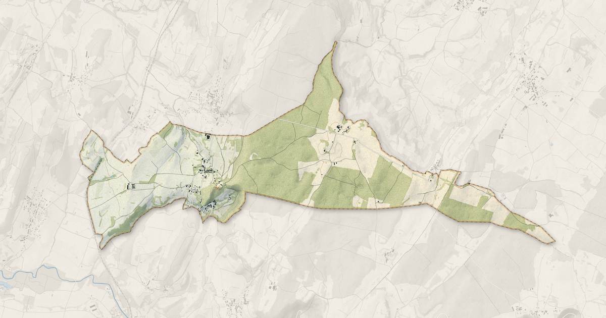 Portrait cartographique de Frontenay : relief, eau, forêts, bâti et voies, calculés à partir des données de l'IGN
