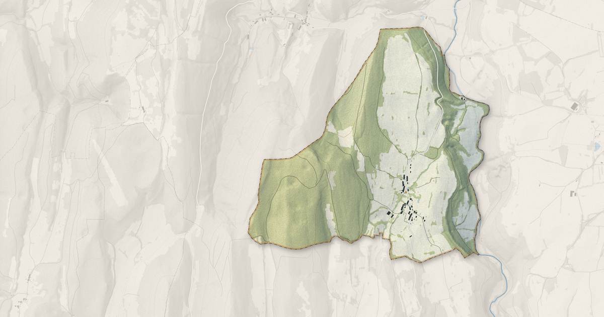 Portrait cartographique de Genod : relief, eau, forêts, bâti et voies, calculés à partir des données de l'IGN