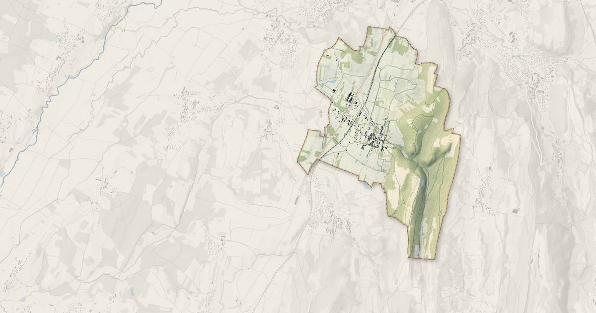 Portrait cartographique de Gevingey : relief, eau, forêts, bâti et voies, calculés à partir des données de l'IGN