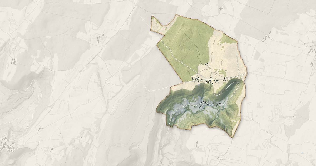 Portrait cartographique de Ladoye-sur-Seille : relief, eau, forêts, bâti et voies, calculés à partir des données de l'IGN