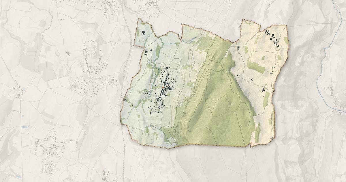 Portrait cartographique de Lavigny : relief, eau, forêts, bâti et voies, calculés à partir des données de l'IGN