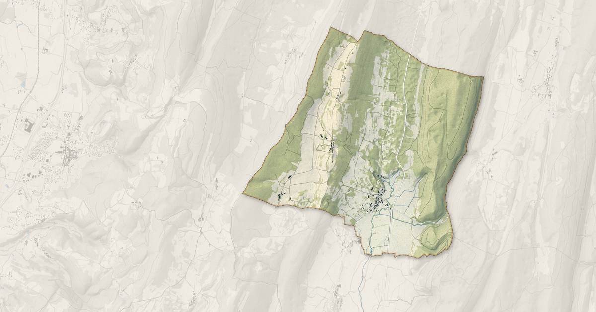 Portrait cartographique de Loisia : relief, eau, forêts, bâti et voies, calculés à partir des données de l'IGN