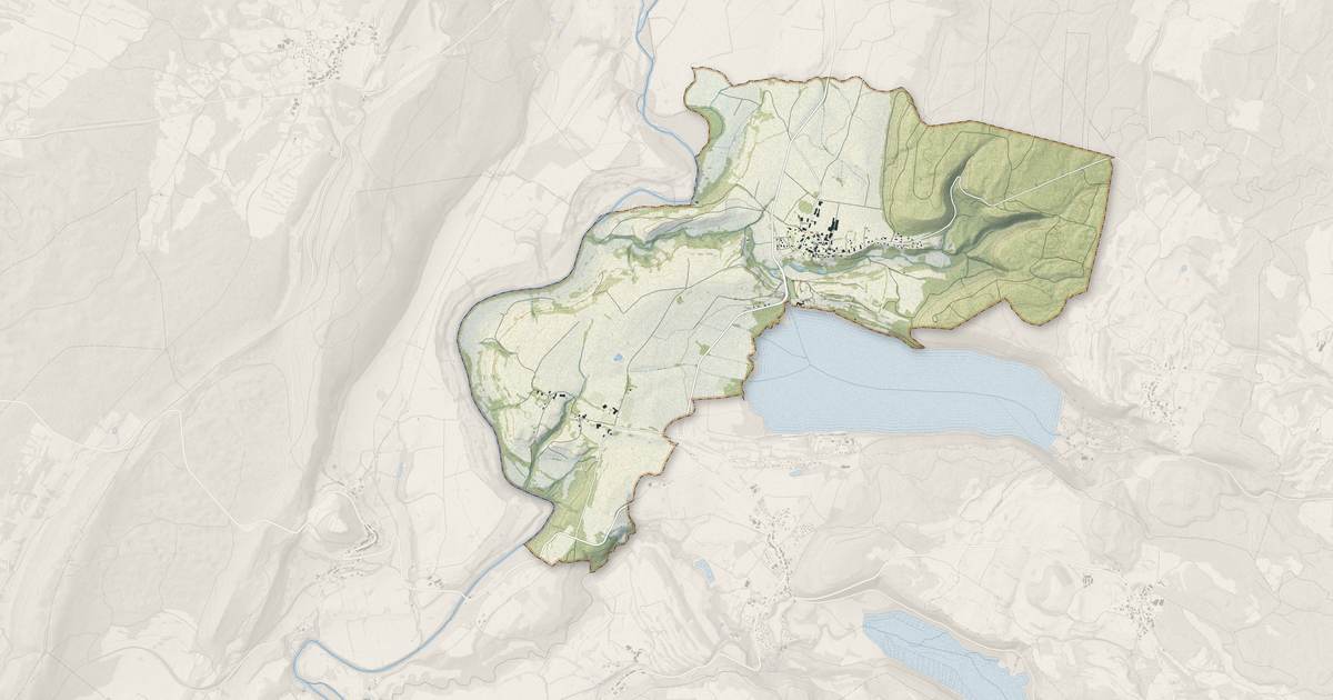Portrait cartographique de Marigny : relief, eau, forêts, bâti et voies, calculés à partir des données de l'IGN