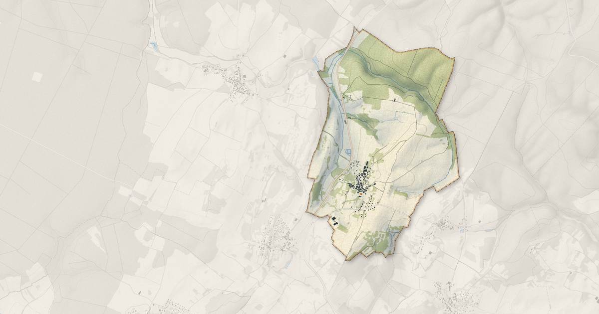 Portrait cartographique de Menotey : relief, eau, forêts, bâti et voies, calculés à partir des données de l'IGN
