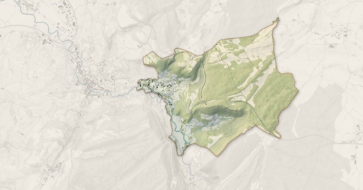 Portrait cartographique de Mesnay : relief, eau, forêts, bâti et voies, calculés à partir des données de l'IGN