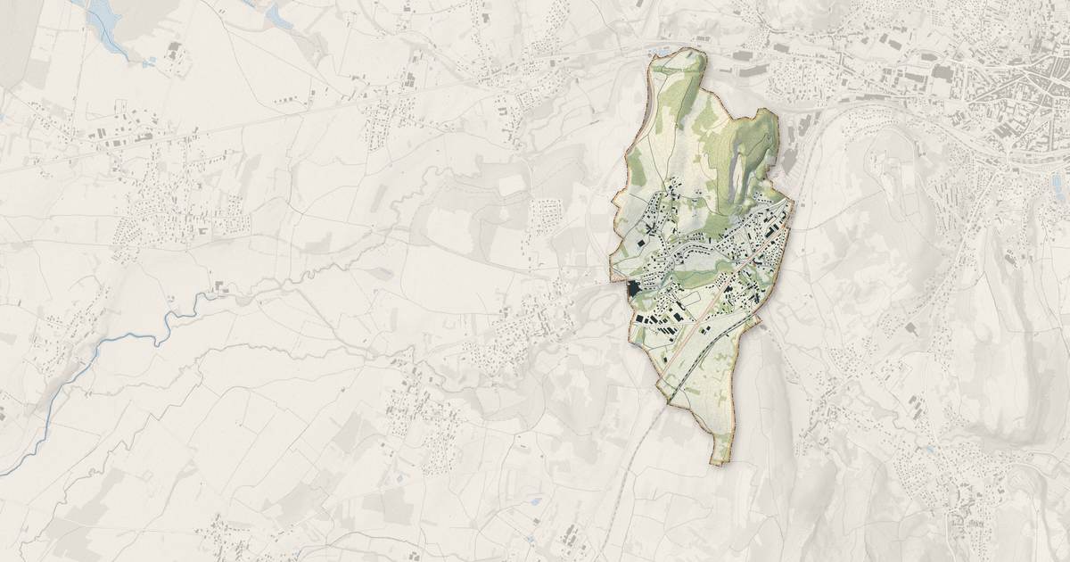 Portrait cartographique de Messia-sur-Sorne : relief, eau, forêts, bâti et voies, calculés à partir des données de l'IGN