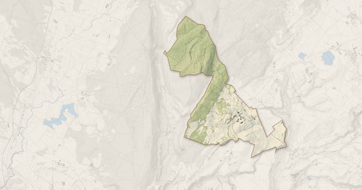 Portrait cartographique de Onglières : relief, eau, forêts, bâti et voies, calculés à partir des données de l'IGN