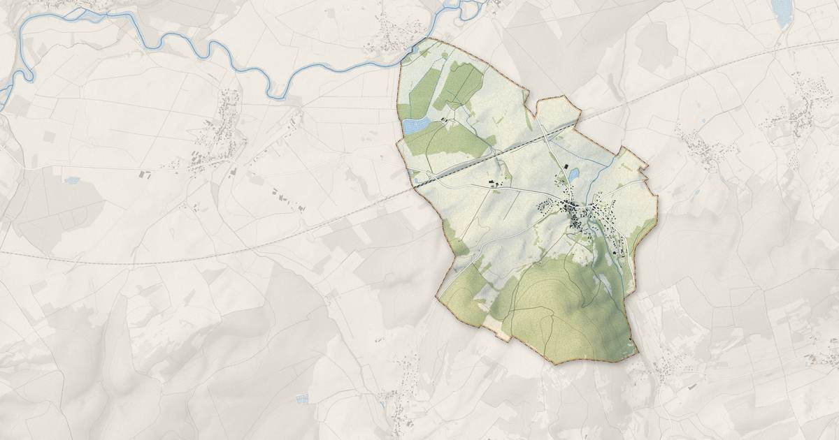 Portrait cartographique de Ougney : relief, eau, forêts, bâti et voies, calculés à partir des données de l'IGN