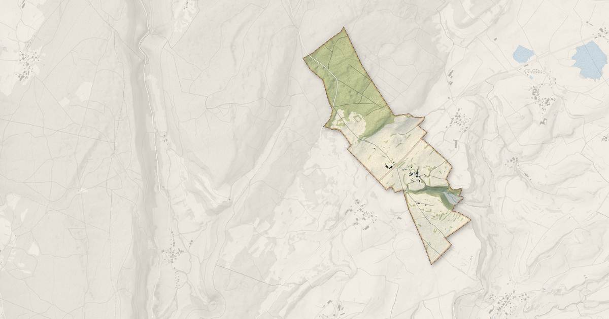 Portrait cartographique de Plénisette : relief, eau, forêts, bâti et voies, calculés à partir des données de l'IGN