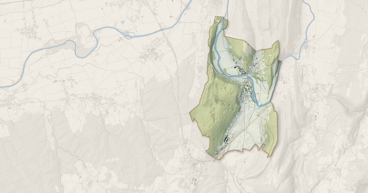 Portrait cartographique de Port-Lesney : relief, eau, forêts, bâti et voies, calculés à partir des données de l'IGN