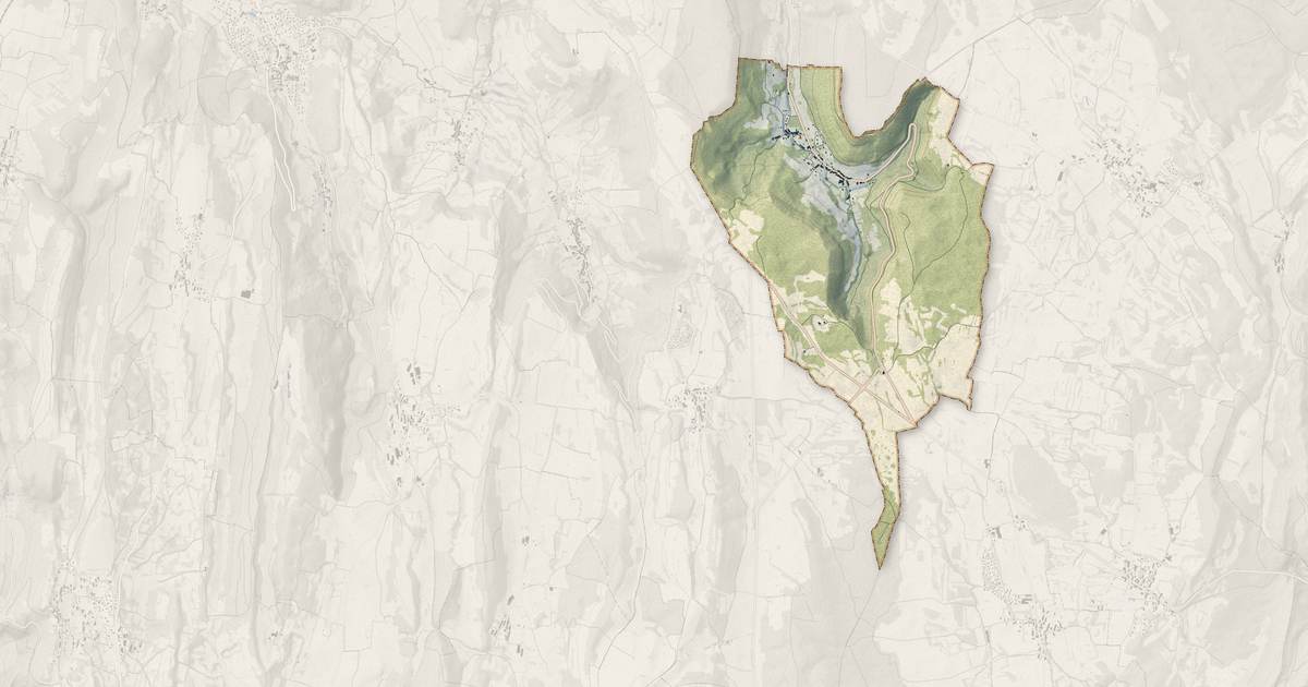 Portrait cartographique de Revigny : relief, eau, forêts, bâti et voies, calculés à partir des données de l'IGN