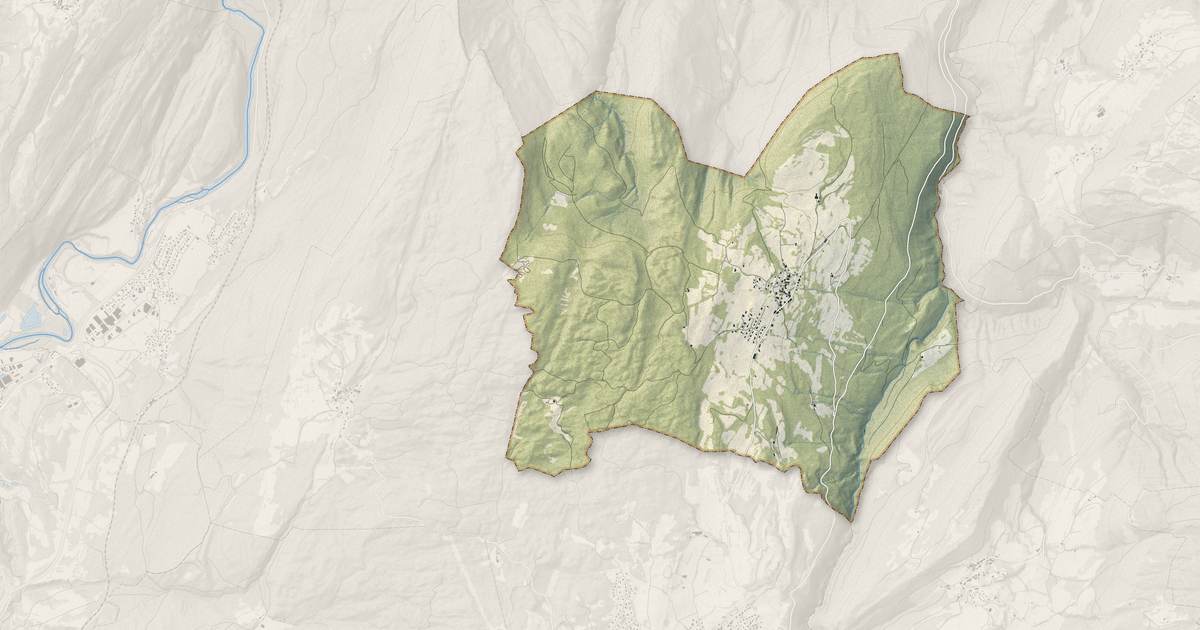 Portrait cartographique de Rogna : relief, eau, forêts, bâti et voies, calculés à partir des données de l'IGN