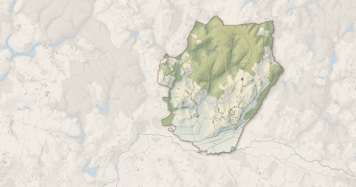 Portrait cartographique de Rye : relief, eau, forêts, bâti et voies, calculés à partir des données de l'IGN