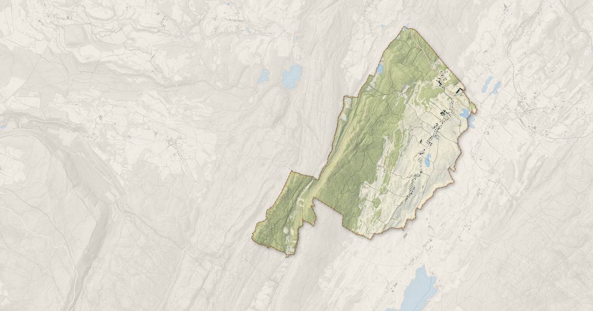 Portrait cartographique de Saint-Pierre : relief, eau, forêts, bâti et voies, calculés à partir des données de l'IGN