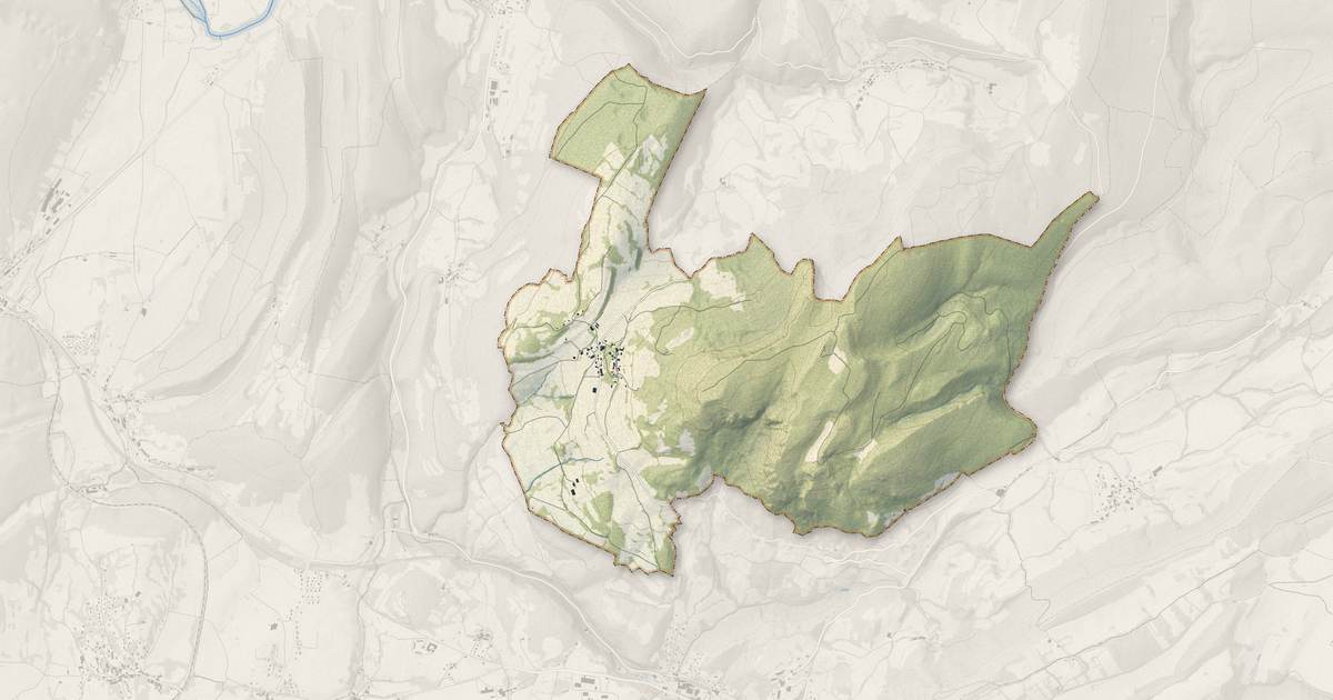 Portrait cartographique de Saint-Thiébaud : relief, eau, forêts, bâti et voies, calculés à partir des données de l'IGN