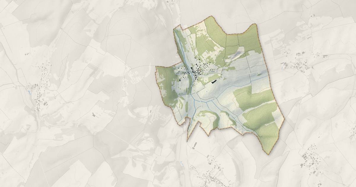 Portrait cartographique de Taxenne : relief, eau, forêts, bâti et voies, calculés à partir des données de l'IGN