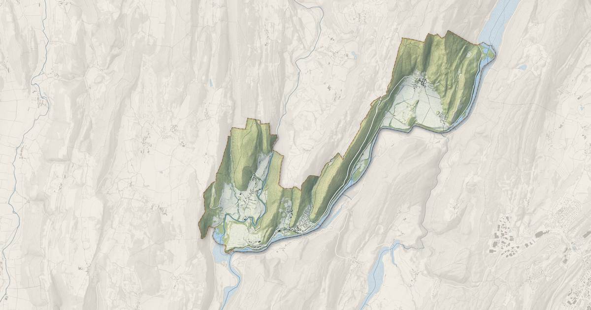 Portrait cartographique de Thoirette-Coisia : relief, eau, forêts, bâti et voies, calculés à partir des données de l'IGN