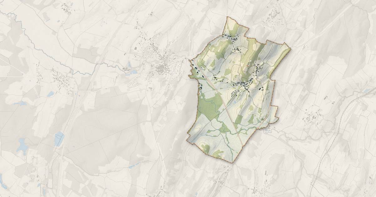 Portrait cartographique de Toulouse-le-Château : relief, eau, forêts, bâti et voies, calculés à partir des données de l'IGN