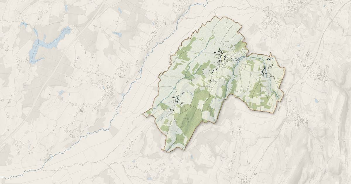 Portrait cartographique de Trenal : relief, eau, forêts, bâti et voies, calculés à partir des données de l'IGN