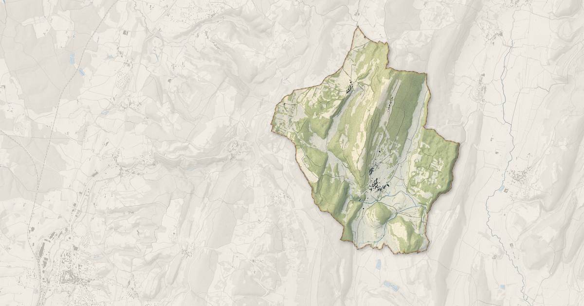 Portrait cartographique de Véria : relief, eau, forêts, bâti et voies, calculés à partir des données de l'IGN
