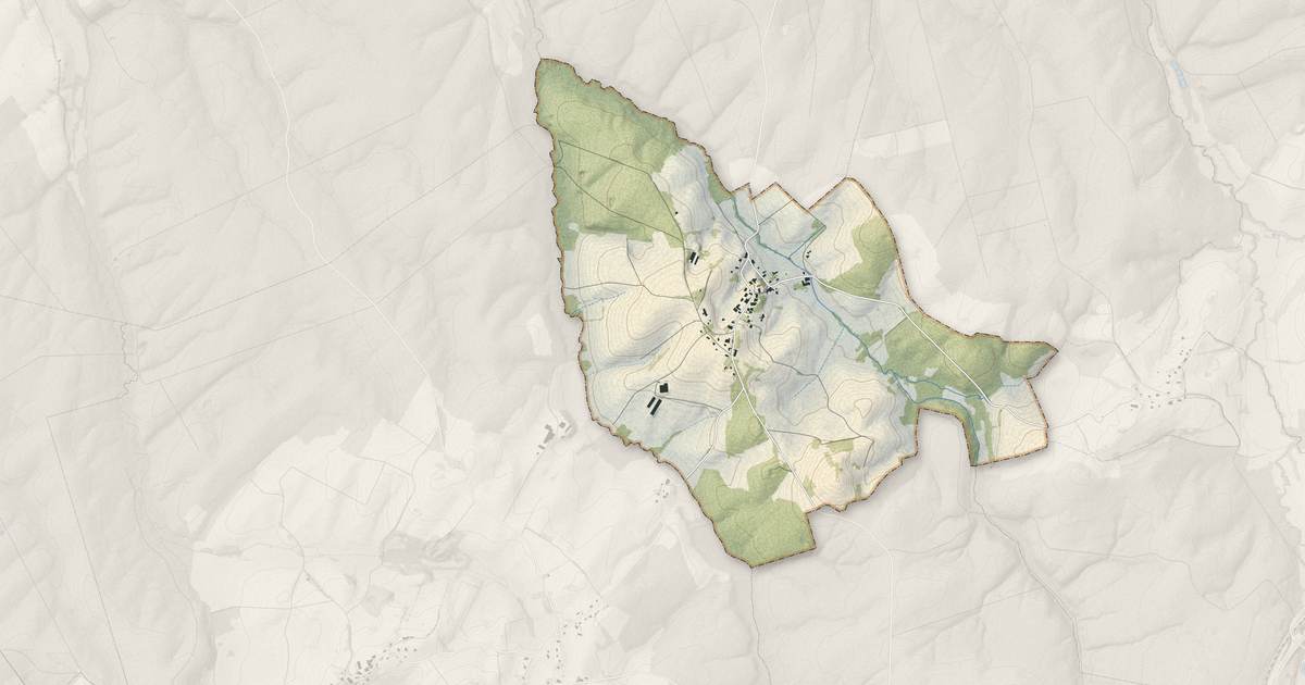Portrait cartographique de Villeneuve-d'Aval : relief, eau, forêts, bâti et voies, calculés à partir des données de l'IGN