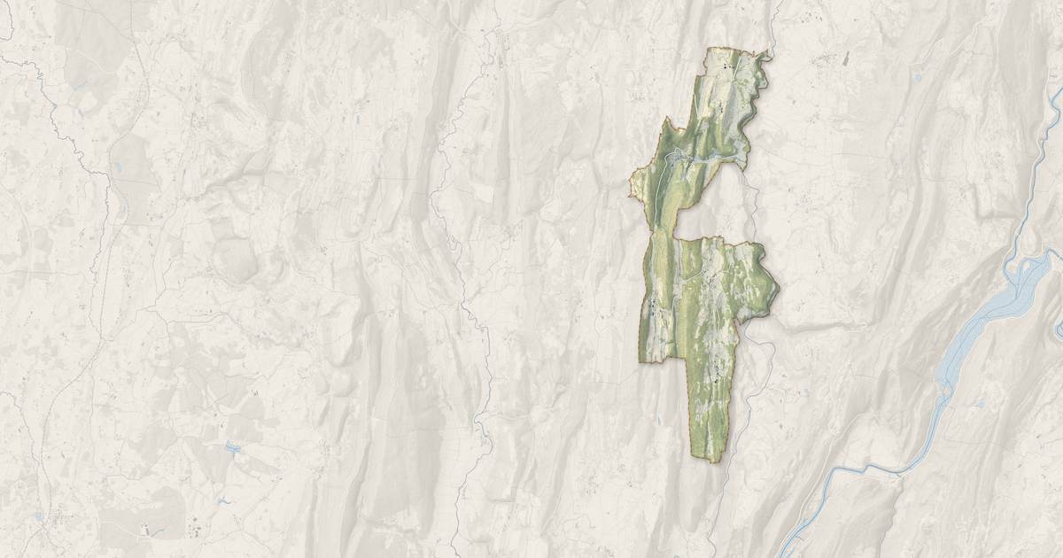 Portrait cartographique de Vosbles-Valfin : relief, eau, forêts, bâti et voies, calculés à partir des données de l'IGN