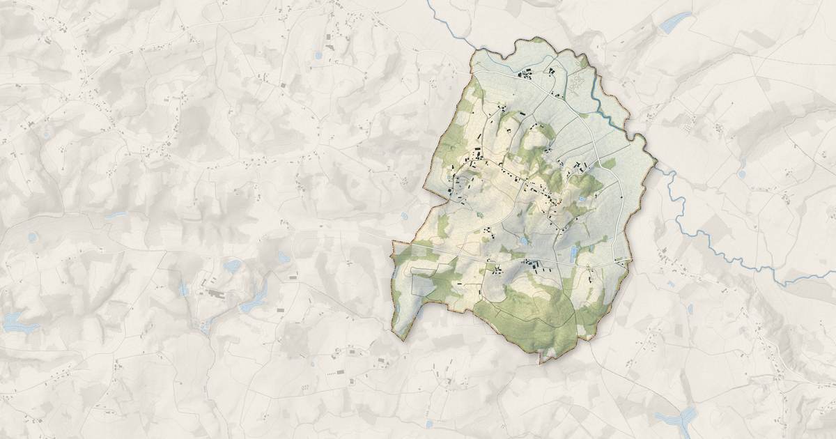 Portrait cartographique de Bergouey : relief, eau, forêts, bâti et voies, calculés à partir des données de l'IGN