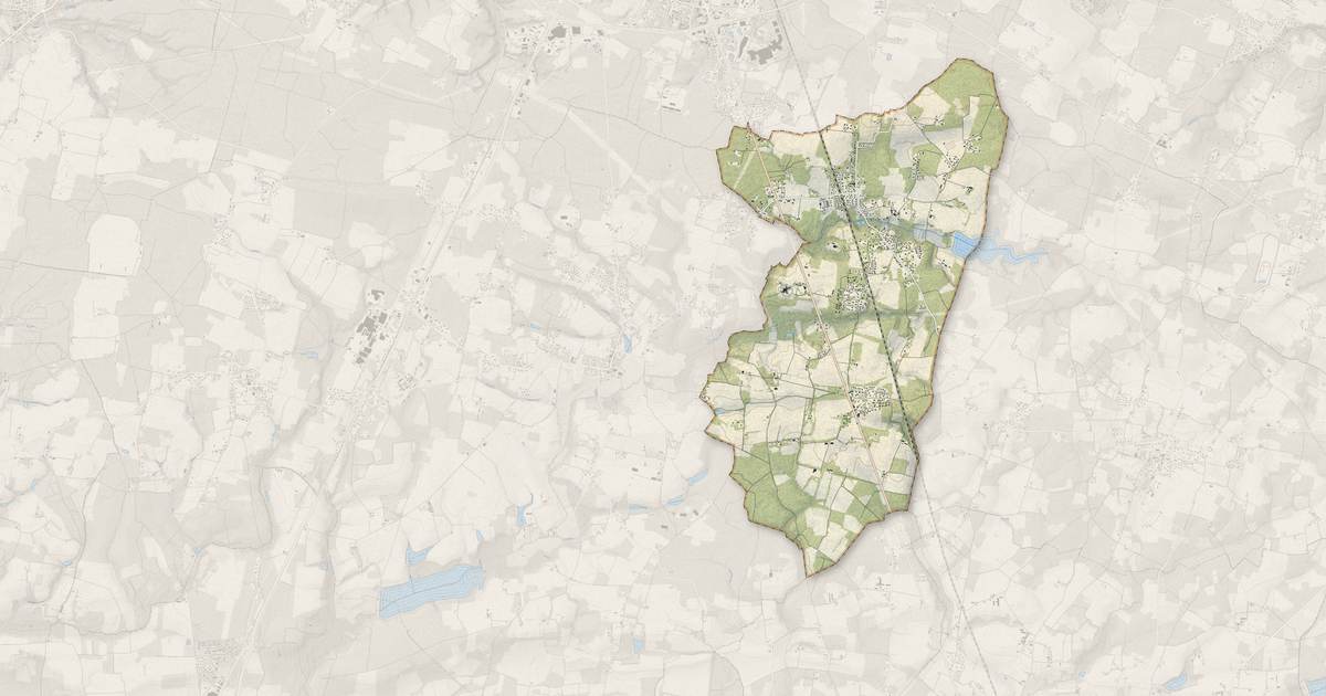 Portrait cartographique de Bretagne-de-Marsan : relief, eau, forêts, bâti et voies, calculés à partir des données de l'IGN