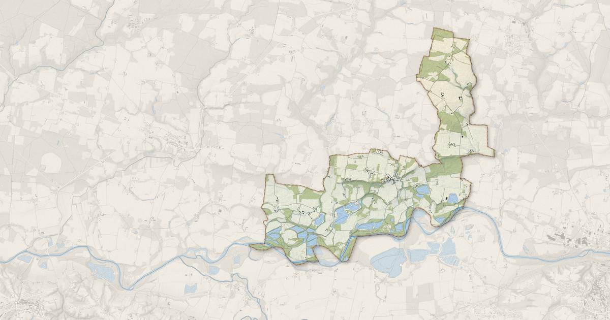Portrait cartographique de Cauna : relief, eau, forêts, bâti et voies, calculés à partir des données de l'IGN